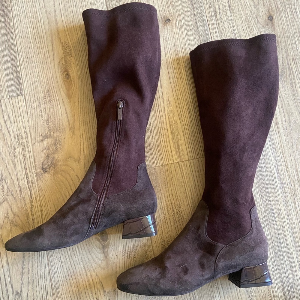 Donald J. Pliner Regina Dark Brown Suede Over the Knee Boots Womens Size 7 New - Picture 4 of 8